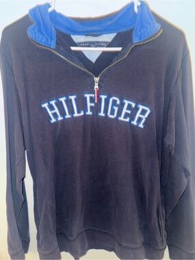 Tommy Hilfiger Navy Half-Zip Pullover with Blue Trim